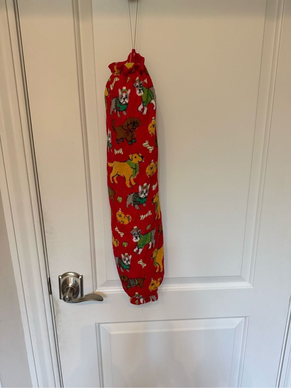 Handmade Plastic bag holder-Christmas dogs